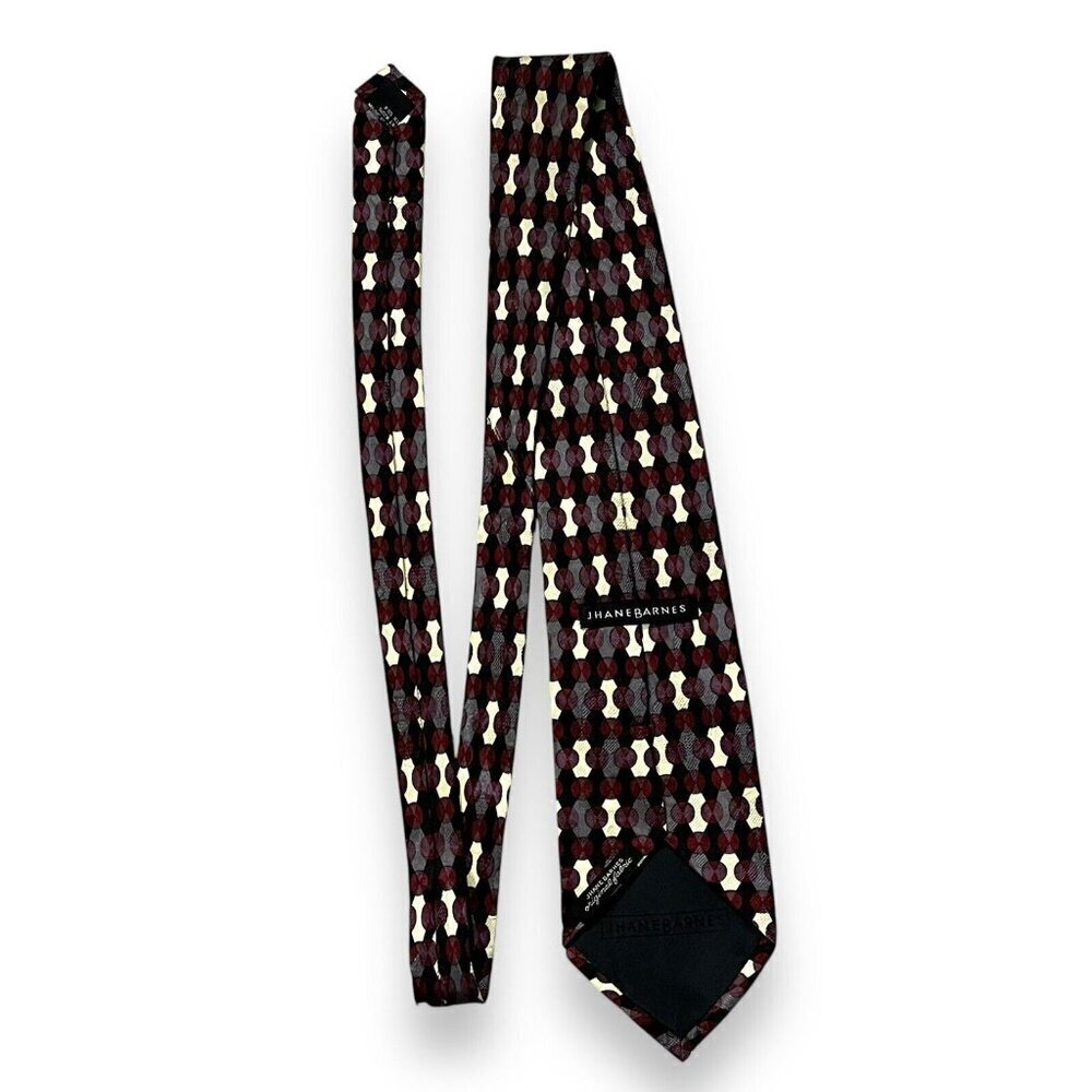 Jhane Barnes Silk Neck Tie Dots Diamonds Geometric Print Made in Japan Luxury - Picture 6 of 8